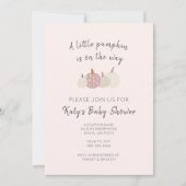 秋ピンクパンプキンガールベビーシャワー招待状 招待状 (正面)