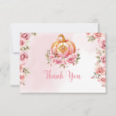 秋ピンクパンプキンガールベビーシャワー サンキューカード (正面)