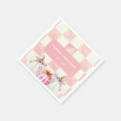 秋ピンクパンプキンジンガムガールベビーシャワー スタンダードカクテルナプキン (角)
