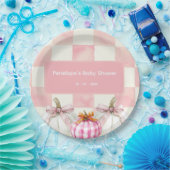 秋ピンクパンプキンジンガムガールベビーシャワー ペーパープレート (パーティー)