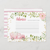 秋ピンクパンプキントラックベビーシャワーアドバイスカード エンクロージャーカード (正面/裏面)