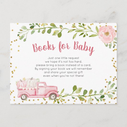 秋ピンクパンプキントラックベビーブックインサートカード ポストカード (正面)