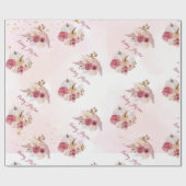 秋ピンクパンプキンパンパスグラスガールベビーシャワー ラッピングペーパー (フラット)