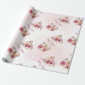 秋ピンクパンプキンパンパスグラスガールベビーシャワー ラッピングペーパー (アンロールド)