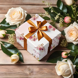 秋ピンクパンプキンパンパスグラスガールベビーシャワー ラッピングペーパー