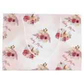 秋ピンクパンプキンパンパスグラスガールベビーシャワー ラージペーパーバッグ (裏面)