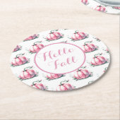 秋ピンクパンプキンラウンド紙コースター ラウンドペーパーコースター (アングル)