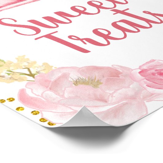 秋ピンクパンプキンヴィンテージトラックスウィートトリートサイン ポスター (角)