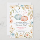 秋ピンクピーチまたはブルージェンダーリビール招待状 招待状 (正面)