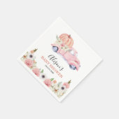 秋ピンクフローラパンプキントラックベビーシャワー紙 スタンダードカクテルナプキン (角)