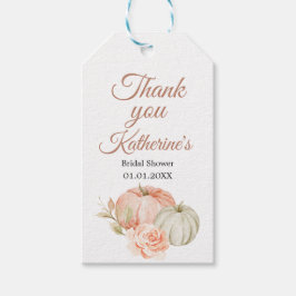 秋ピーチアンドグリーンカボチャ素朴ンサンキューラベル ギフトタグ