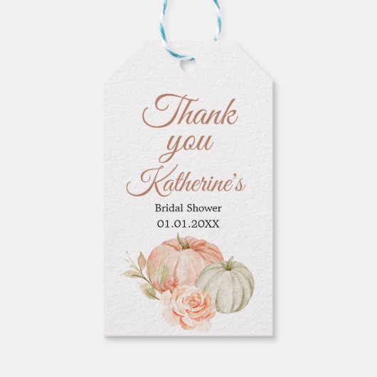 秋ピーチアンドグリーンカボチャ素朴ンサンキューラベル ギフトタグ (裏面)