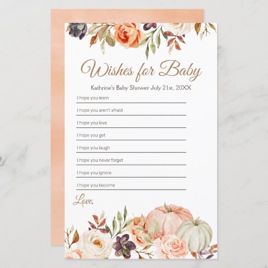 秋ピーチパンプキ素朴ンフローラの願いベビー (正面/裏面)