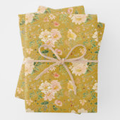 秋ピーチフラワーウォーターカラーオンセイロンイエロー ラッピングペーパーシート (インサイチュ)