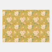 秋ピーチフラワーウォーターカラーオンセイロンイエロー ラッピングペーパーシート (正面)