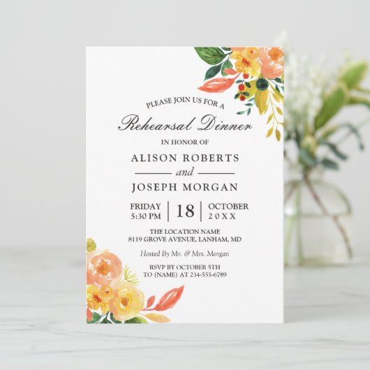 秋ピーチフローラ秋の結婚式リハーサルディナー 招待状 (スタンド正面)