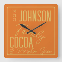 秋ファミリーキッチンパンプキンスパイス スクエア壁時計
