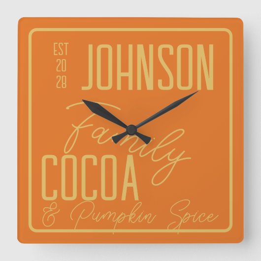秋ファミリーキッチンパンプキンスパイス スクエア壁時計 (正面)