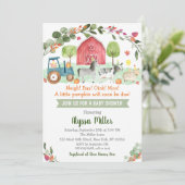 秋ファームカボチャ男女兼用ベビーシャワー 招待状 (スタンド正面)