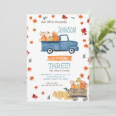 秋ファームネイビーパンプキン誕生日招待状 招待状 (スタンド正面)