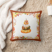 秋ファームハウスウォーターカラーパンプキンス クッション (ブランケット)