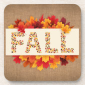 秋ファームハウスカラフル紅葉オンバーラップ コースター (正面)