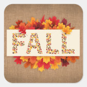 秋ファームハウスカラフル紅葉オンバーラップ スクエアシール (正面)