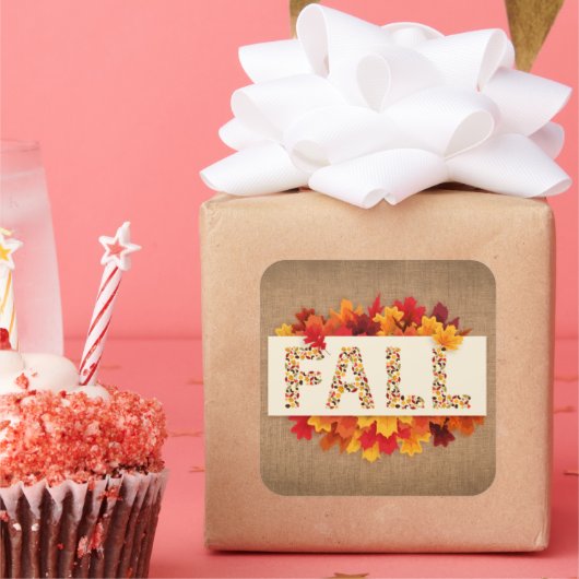 秋ファームハウスカラフル紅葉オンバーラップ スクエアシール (パーティー)