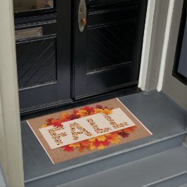 秋ファームハウスカラフル紅葉オンバーラップ ドアマット