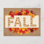 秋ファームハウスカラフル紅葉オンバーラップ ポストカード (正面)