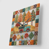 秋ファームハウススタイルピックアップトラックの壁時計 スクエア壁時計 (傾斜)