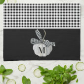 秋ファームハウスパンプキン白黒バッファロープレイド キッチンタオル (折り畳み)