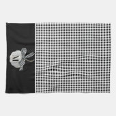 秋ファームハウスパンプキン白黒バッファロープレイド キッチンタオル (横)