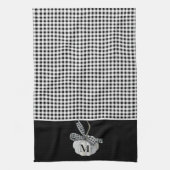 秋ファームハウスパンプキン白黒バッファロープレイド キッチンタオル (縦)