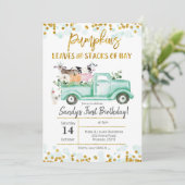 秋ファームパンプキントラック誕生日招待状 招待状 (スタンド正面)