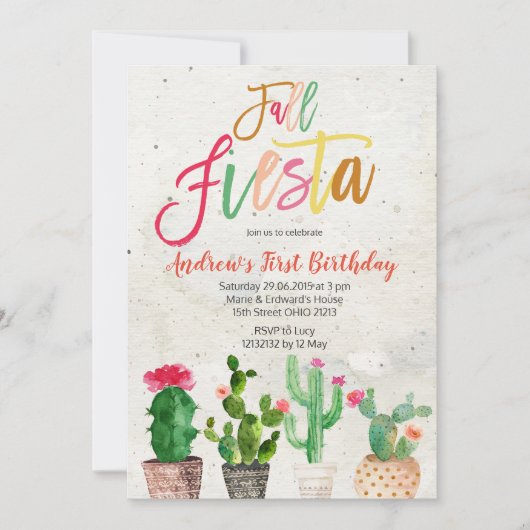 秋フィエスタファースト誕生日招待 招待状 (正面)