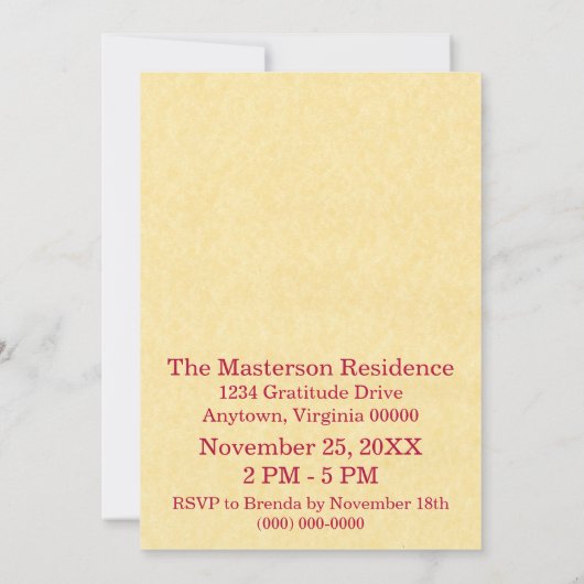 秋フィールドサンクスギビング招待状 招待状 (裏面)