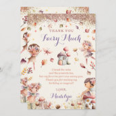 秋フェアリーガール誕生日サンキューカード サンキューカード (正面/裏面)