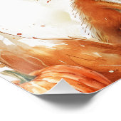 秋フェアリーファースト誕生日招待状とキツネブルネット ポスター (コーナー)