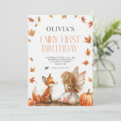 秋フェアリーファースト誕生日招待状とキツネ 招待状 (スタンド正面)