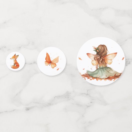 秋フェアリー最初の誕生日ありがとうキツネ コンフェッティ (正面)