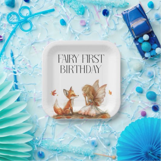 秋フェアリー最初の誕生日ありがとうキツネ ペーパープレート (パーティー)