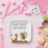 秋フェアリー最初の誕生日ありがとうキツネ ペーパープレート (パーティー)