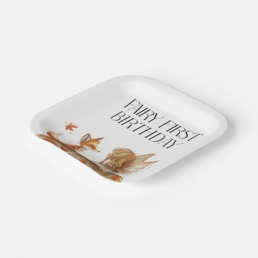 秋フェアリー最初の誕生日ありがとうキツネ ペーパープレート (傾斜あり)