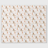 秋フェアリー最初の誕生日ありがとうキツネ ラッピングペーパー (フラット)