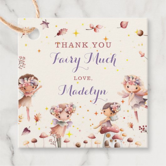 秋フェアリー誕生日サンキューメッセージカードスクエア フェイバータグ (正面)
