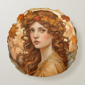 秋フェアリー – アールヌーボー ラウンドクッション (正面)