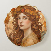 秋フェアリー – アールヌーボー ラウンドクッション (裏面)