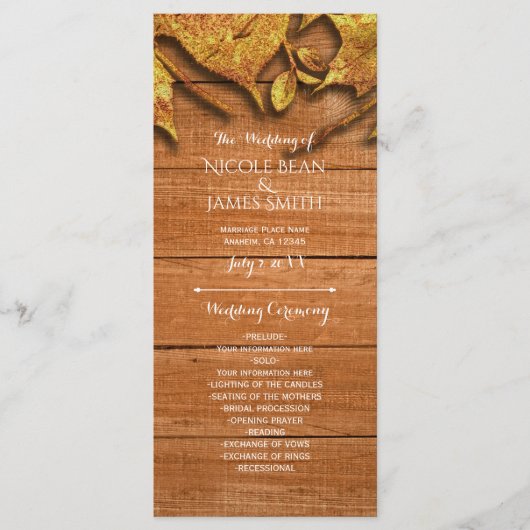 秋フェイク金ゴールドリーフアエレガントート秋プログラム プログラム (正面)