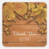 秋フェイク金ゴールドリーフエレガントアートオータムフェイブ スクエアシール (正面)